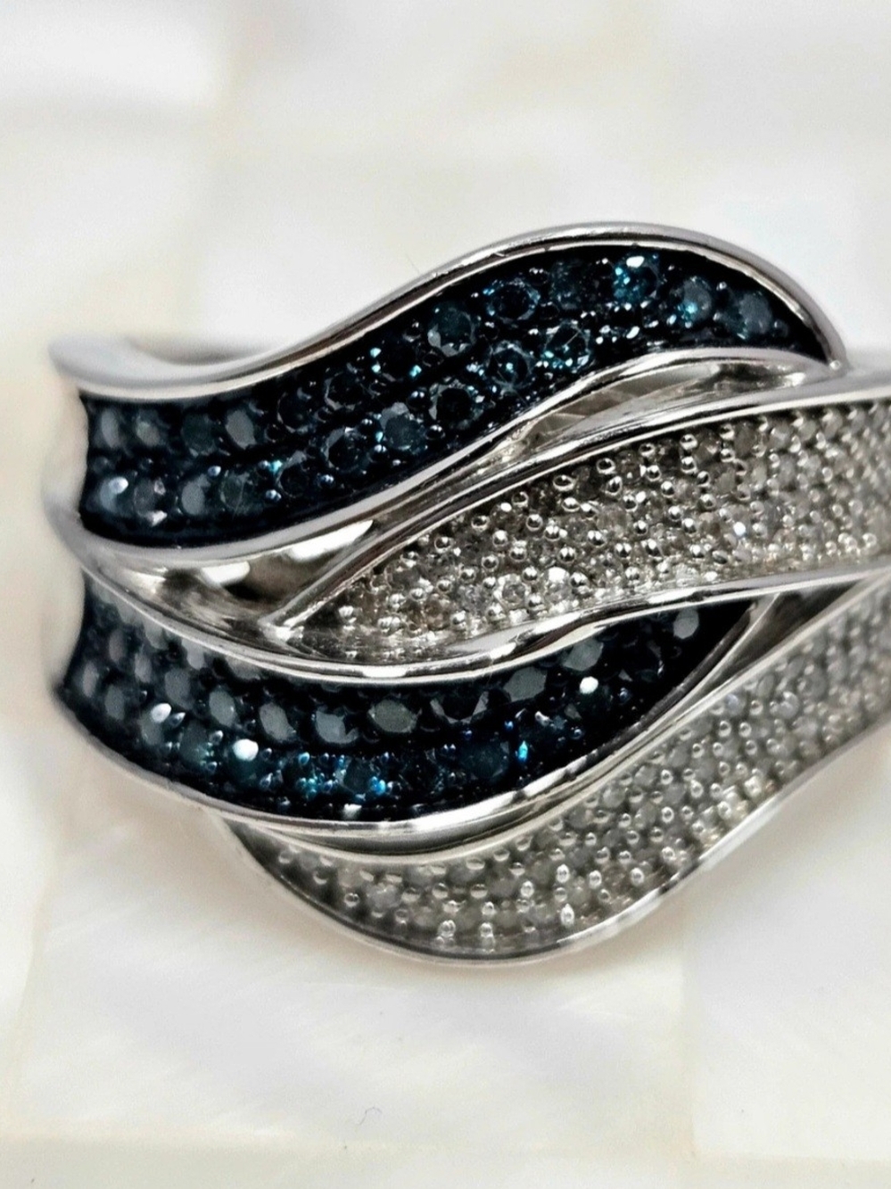 Affinity Sterling Silver Wave 3/4 Carrot Diamond Ring